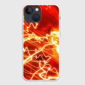 Чехол для iPhone 13 mini с принтом ОГНЕННАЯ МОЛНИЯ в Новосибирске,  |  | color | colour | electricity | glim | glow | light | lights | neon | power | shine | молния | напряжение | неоновый | разряд | стихия | ток | удар | электричество