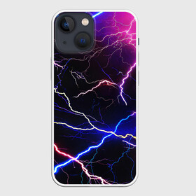 Чехол для iPhone 13 mini с принтом НЕОНОВЫЕ МОЛНИИ в Новосибирске,  |  | color | colour | electricity | glim | glow | light | lights | neon | power | shine | молния | напряжение | неоновый | разряд | стихия | ток | удар | электричество