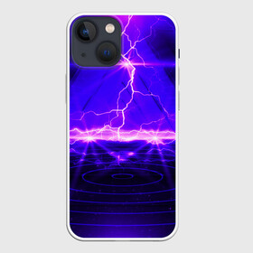 Чехол для iPhone 13 mini с принтом НЕОНОВЫЕ МОЛНИИ в Новосибирске,  |  | color | colour | electricity | glim | glow | light | lights | neon | power | shine | молния | напряжение | неоновый | разряд | стихия | ток | удар | электричество