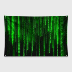 Флаг-баннер с принтом Матрица код цифры программист в Новосибирске, 100% полиэстер | размер 67 х 109 см, плотность ткани — 95 г/м2; по краям флага есть четыре люверса для крепления | бинарный код | веб | вирус | всемирная паутина | двоичный код | зеленый | интернет | информация | кибер | код | кодер | кодирование | матрица | наука | олдскул | по | программирование