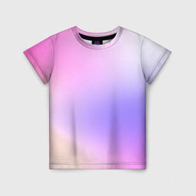 Детская футболка 3D с принтом светлый градиент розовый мода в Новосибирске, 100% гипоаллергенный полиэфир | прямой крой, круглый вырез горловины, длина до линии бедер, чуть спущенное плечо, ткань немного тянется | без логотипов | градиент | желтый | краска | кремовый | легкий | мода | нежный | пастельный | переход | плавный | простой | розовый | светлый | сиреневый | тай дай | тайдай | фиолетовый