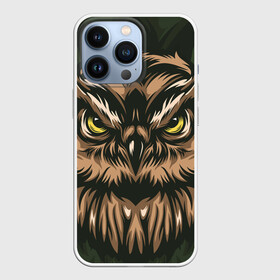 Чехол для iPhone 13 Pro с принтом Хищная сова в Новосибирске,  |  | Тематика изображения на принте: adventure | outdoor | глаза | злая | лес | плакат | приключения | природа | птица | сова | хищная