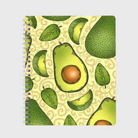 Тетрадь с принтом Авокадо в Новосибирске, 100% бумага | 48 листов, плотность листов — 60 г/м2, плотность картонной обложки — 250 г/м2. Листы скреплены сбоку удобной пружинной спиралью. Уголки страниц и обложки скругленные. Цвет линий — светло-серый
 | авокадо | зеленый | лайм | листок