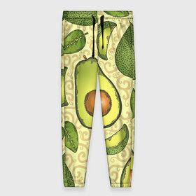 Женские брюки 3D с принтом Авокадо в Новосибирске, полиэстер 100% | прямой крой, два кармана без застежек по бокам, с мягкой трикотажной резинкой на поясе и по низу штанин. В поясе для дополнительного комфорта — широкие завязки | авокадо | зеленый | лайм | листок