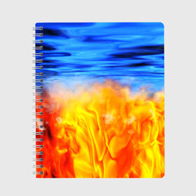 Тетрадь с принтом ЛЕД И ПЛАМЯ в Новосибирске, 100% бумага | 48 листов, плотность листов — 60 г/м2, плотность картонной обложки — 250 г/м2. Листы скреплены сбоку удобной пружинной спиралью. Уголки страниц и обложки скругленные. Цвет линий — светло-серый
 | fire | в огне | взрыв | огненный | огонь | пожар | текстура