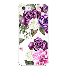 Чехол для iPhone 5/5S матовый с принтом Красивые розы в Новосибирске, Силикон | Область печати: задняя сторона чехла, без боковых панелей | Тематика изображения на принте: белые розы | белый | необычные | розовый | розы | синие розы | синий | фиолетовые розы | фиолетовый | цветы