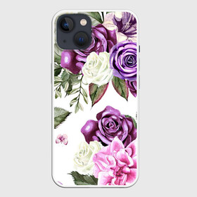Чехол для iPhone 13 с принтом Красивые розы в Новосибирске,  |  | белые розы | белый | необычные | розовый | розы | синие розы | синий | фиолетовые розы | фиолетовый | цветы
