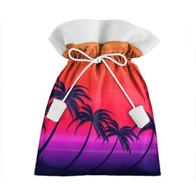 Подарочный 3D мешок с принтом Очеровательный закат в Новосибирске, 100% полиэстер | Размер: 29*39 см | арт | лето | море | океан | пальмы | пляж | поп | солнце | субтропики | тропики | тропические | цветы