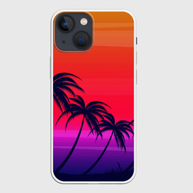 Чехол для iPhone 13 mini с принтом Очеровательный закат в Новосибирске,  |  | арт | лето | море | океан | пальмы | пляж | поп | солнце | субтропики | тропики | тропические | цветы