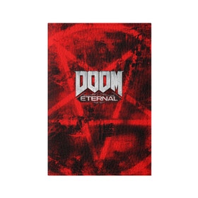 Обложка для паспорта матовая кожа с принтом Doom Eternal в Новосибирске, натуральная матовая кожа | размер 19,3 х 13,7 см; прозрачные пластиковые крепления | bethesda softworks | doom eternal | doomguy | id software | демоны | дум этернал | марс | палач рока | этернал