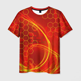 Мужская футболка 3D с принтом Неоновый Огонь в Новосибирске, 100% полиэфир | прямой крой, круглый вырез горловины, длина до линии бедер | Тематика изображения на принте: 2 цвета | hexagon | neon | арт | без рисунка | битва | взрыв | волны | дым | искусство | картина | кисть | краски | красный | красочная | неон | огней | огонь | оранжевый | пламя | поп | прикольная | пятна