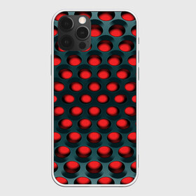 Чехол для iPhone 12 Pro с принтом Раскалённый красный 3Д в Новосибирске, силикон | область печати: задняя сторона чехла, без боковых панелей | горошек | железо | жесть | излучение | иллюзия | круги | лампочки | металл | оболочка | объём | сияние | соты | сталь | фонари | шарики | шары