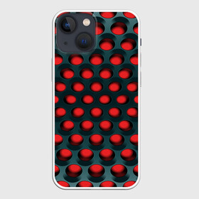 Чехол для iPhone 13 mini с принтом Раскалённый красный 3Д в Новосибирске,  |  | горошек | железо | жесть | излучение | иллюзия | круги | лампочки | металл | оболочка | объём | сияние | соты | сталь | фонари | шарики | шары