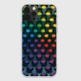 Чехол для iPhone 12 Pro Max с принтом 3Д спектр в Новосибирске, Силикон |  | горошек | железо | жесть | излучение | иллюзия | круги | лампочки | металл | оболочка | объём | радуга | сияние | соты | сталь | фонари | шарики | шары
