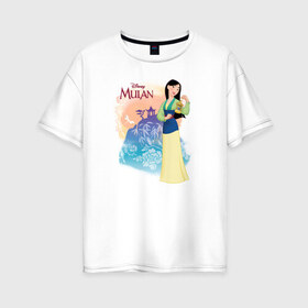 Женская футболка хлопок Oversize с принтом Fa Mulan в Новосибирске, 100% хлопок | свободный крой, круглый ворот, спущенный рукав, длина до линии бедер
 | fa mulan | mulan | vdosadir | бэрри кук | дисней | мулан | тони бэнкрофт | фа мулан