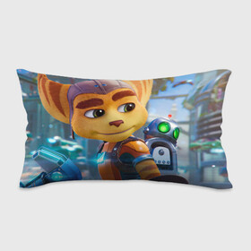 Подушка 3D антистресс с принтом Ratchet & Clank Rift Apart в Новосибирске, наволочка — 100% полиэстер, наполнитель — вспененный полистирол | состоит из подушки и наволочки на молнии | Тематика изображения на принте: ratchet  clank rift apart | игра | персонаж | рисунок