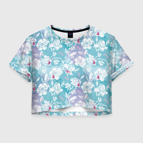 Женская футболка Crop-top 3D с принтом Mulan Flowers Pattern в Новосибирске, 100% полиэстер | круглая горловина, длина футболки до линии талии, рукава с отворотами | flowers | mulan | vdosadir | бэрри кук | мулан | тони бэнкрофт | цветы