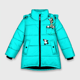 Зимняя куртка для девочек 3D с принтом ПАНДЫ в Новосибирске, ткань верха — 100% полиэстер; подклад — 100% полиэстер, утеплитель — 100% полиэстер. | длина ниже бедра, удлиненная спинка, воротник стойка и отстегивающийся капюшон. Есть боковые карманы с листочкой на кнопках, утяжки по низу изделия и внутренний карман на молнии. 

Предусмотрены светоотражающий принт на спинке, радужный светоотражающий элемент на пуллере молнии и на резинке для утяжки. | Тематика изображения на принте: 3д | art | summer | арт | бамбук | дист | карман | лето | листва | панда | панды | растение