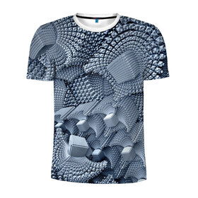 Мужская футболка 3D спортивная с принтом GREY в Новосибирске, 100% полиэстер с улучшенными характеристиками | приталенный силуэт, круглая горловина, широкие плечи, сужается к линии бедра | abstract | abstraction | color | fractal | geometry | paitnt | polygon | polygonal | psy | абстракция | геометрия | краски | неоновые | полигоны | психоделика | фрактал