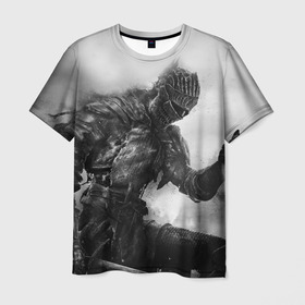 Мужская футболка 3D с принтом DARK SOULS в Новосибирске, 100% полиэфир | прямой крой, круглый вырез горловины, длина до линии бедер | dark | dark souls | demon souls | knight | praise the sun | дарк соулс | демон соулс | игры | рыцарь | темные души | тьма