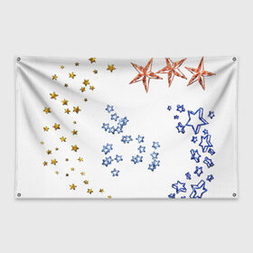 Флаг-баннер с принтом Звёзды в Новосибирске, 100% полиэстер | размер 67 х 109 см, плотность ткани — 95 г/м2; по краям флага есть четыре люверса для крепления | звезды | картинки | конфетти | прикольные | рассеивается | узоры