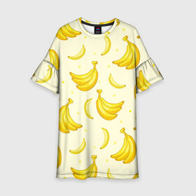 Детское платье 3D с принтом Банана в Новосибирске, 100% полиэстер | прямой силуэт, чуть расширенный к низу. Круглая горловина, на рукавах — воланы | pattern | textures | tnt | абстракция | бананабум | бананы | ветки | взрыв | геометрия | градиент | дождь | заливка | обезьяна | паттерны | пиксели | пикси | продукты | текстура | текстуры | тнт | фигуры | фон