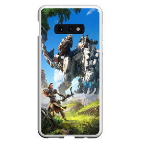 Чехол для Samsung S10E с принтом HORIZON ZERO DAWN в Новосибирске, Силикон | Область печати: задняя сторона чехла, без боковых панелей | aloy | antasy girl | art | artwork | digital art | fantasy | horizon | horizon: zero dawn | landscape | tallneck | warrior fantasy | weapon | zero dawn