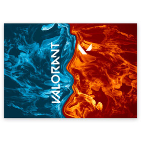 Поздравительная открытка с принтом Valorant Огонь и вода в Новосибирске, 100% бумага | плотность бумаги 280 г/м2, матовая, на обратной стороне линовка и место для марки
 | brimstone | coba | csgo | cypher | jett | phoenix | riot games | sage | valorant | viper | валарант | валорант | кс