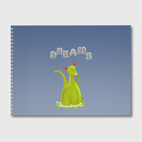 Альбом для рисования с принтом Dragon Dreams в Новосибирске, 100% бумага
 | матовая бумага, плотность 200 мг. | Тематика изображения на принте: девушке | детское | дракон | дракон добрый | дракон лето | дракон мечтатель | дракон ребенку | дракон цветы | дракончик | летний дракон | лето | мечтай | мечтатель | мечты | мечты дракона