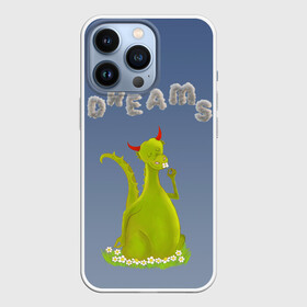 Чехол для iPhone 13 Pro с принтом Dragon Dreams в Новосибирске,  |  | девушке | детское | дракон | дракон добрый | дракон лето | дракон мечтатель | дракон ребенку | дракон цветы | дракончик | летний дракон | лето | мечтай | мечтатель | мечты | мечты дракона