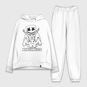 Женский костюм хлопок Oversize с принтом MARSHMELLO в Новосибирске,  |  | dj | marshmello | marshmellow | usa | америка | клуб | клубная музыка | мармело | маршмелло | маршмеллоу | музыка | музыкант