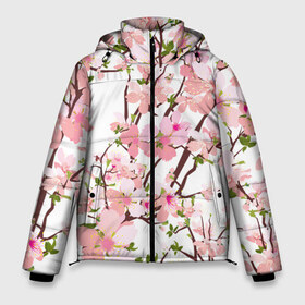 Мужская зимняя куртка 3D с принтом Сакура Sakura в Новосибирске, верх — 100% полиэстер; подкладка — 100% полиэстер; утеплитель — 100% полиэстер | длина ниже бедра, свободный силуэт Оверсайз. Есть воротник-стойка, отстегивающийся капюшон и ветрозащитная планка. 

Боковые карманы с листочкой на кнопках и внутренний карман на молнии. | flower | flowers | pink | rose | sakura | девочке | девушке | красивая | парню | подарок | прикольная | приятная | роза | розовая | сакура | текстура | цветок | цветочки | цветы