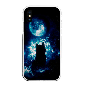 Чехол для iPhone XS Max матовый с принтом Кот силуэт луна ночь звезды в Новосибирске, Силикон | Область печати: задняя сторона чехла, без боковых панелей | Тематика изображения на принте: астрономия | дымка | животные | звезды | звери | кот | котейка | котик | котэ | котя | кошка | луна | лунный кошак | месяц | мистика | мяу | ночь | нэко | ня | полнодуние | романтика | силуэт