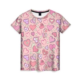 Женская футболка 3D с принтом Сердечки разные в Новосибирске, 100% полиэфир ( синтетическое хлопкоподобное полотно) | прямой крой, круглый вырез горловины, длина до линии бедер | Тематика изображения на принте: blue | flower | flowers | love | love is | loves | pink | rose | бабочка | бабочки | голубая | девочке | девушке | красивая | мода | парню | подарок | приятная | роза | розовая | сердечки | сердце | текстура | тренд | цветок