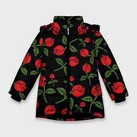 Зимняя куртка для девочек 3D с принтом Roses Art в Новосибирске, ткань верха — 100% полиэстер; подклад — 100% полиэстер, утеплитель — 100% полиэстер. | длина ниже бедра, удлиненная спинка, воротник стойка и отстегивающийся капюшон. Есть боковые карманы с листочкой на кнопках, утяжки по низу изделия и внутренний карман на молнии. 

Предусмотрены светоотражающий принт на спинке, радужный светоотражающий элемент на пуллере молнии и на резинке для утяжки. | Тематика изображения на принте: blue | butterfly | flower | flowers | fly | love | love is | loves | neon | pink | rose | бабочка | бабочки | голубая | девочке | девушке | красивая | мода | неон сердце | парню | подарок | приятная | роза | розовая | сердечки | текстура