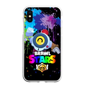 Чехол для iPhone XS Max матовый с принтом BRAWL STARS NANI. в Новосибирске, Силикон | Область печати: задняя сторона чехла, без боковых панелей | 8 bit | brawl stars | crow | gale | leon | leon shark | max | mecha | mecha crow | mr.p | sally leon | shark | tara | virus 8 bit | werewolf leon | акула | берли | бравл старс | ворон | макс | оборотень