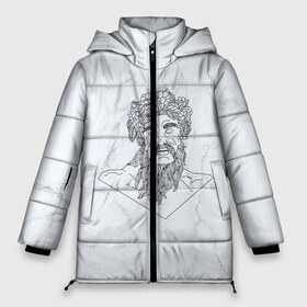 Женская зимняя куртка 3D с принтом Посейдон в Новосибирске, верх — 100% полиэстер; подкладка — 100% полиэстер; утеплитель — 100% полиэстер | длина ниже бедра, силуэт Оверсайз. Есть воротник-стойка, отстегивающийся капюшон и ветрозащитная планка. 

Боковые карманы с листочкой на кнопках и внутренний карман на молнии | посейдон | скульптура | статуя