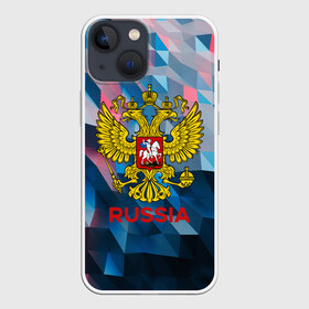 Чехол для iPhone 13 mini с принтом RUSSIA в Новосибирске,  |  | russia | russia sport | народный | народный стиль | отечество | патриот | роспись | россия | россия спорт | русский | спорт | триколор | узоры | флаг | я русский