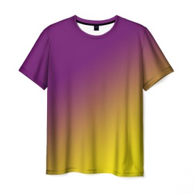 Мужская футболка 3D с принтом ГРАДИЕНТ в Новосибирске, 100% полиэфир | прямой крой, круглый вырез горловины, длина до линии бедер | gradient | summer | textures | tie dye | абстракт | градиент | желтая | лето | переход | радуга | тай дай | текстура | текстуры | фиолетовая | хиппи | цвета
