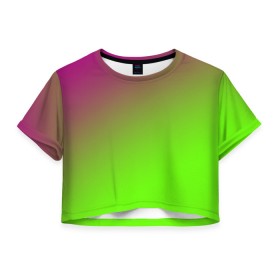 Женская футболка Crop-top 3D с принтом Кислотная в Новосибирске, 100% полиэстер | круглая горловина, длина футболки до линии талии, рукава с отворотами | gradient | summer | textures | tie dye | абстракт | градиент | лето | переход | радуга | тай дай | текстура | текстуры | хиппи | цвета