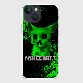 Чехол для iPhone 13 mini с принтом MINECRAFT CAT в Новосибирске,  |  | Тематика изображения на принте: creeper | game | minecraft | блоки | игра | квадраты | компьютерная | кот | котенок | кошка | крипер | криппер | майнкрафт | огонь