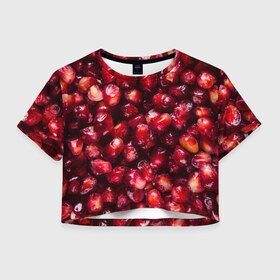 Женская футболка Crop-top 3D с принтом много ягод граната ярко сочно в Новосибирске, 100% полиэстер | круглая горловина, длина футболки до линии талии, рукава с отворотами | вкусно | гранат | гранатовый бум | зерна | зож | лето | польза | сочно | фрукты | фрутерианство | ягоды | ярко