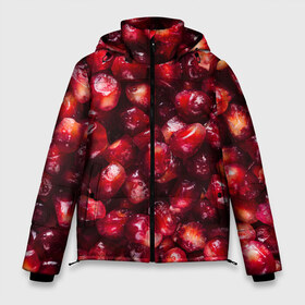 Мужская зимняя куртка 3D с принтом много ягод граната ярко сочно в Новосибирске, верх — 100% полиэстер; подкладка — 100% полиэстер; утеплитель — 100% полиэстер | длина ниже бедра, свободный силуэт Оверсайз. Есть воротник-стойка, отстегивающийся капюшон и ветрозащитная планка. 

Боковые карманы с листочкой на кнопках и внутренний карман на молнии. | Тематика изображения на принте: вкусно | гранат | гранатовый бум | зерна | зож | лето | польза | сочно | фрукты | фрутерианство | ягоды | ярко