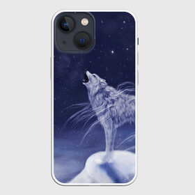 Чехол для iPhone 13 mini с принтом WOLF WHITE(D) в Новосибирске,  |  | wolf | волк | волки | волчица | животные | одинокий волк