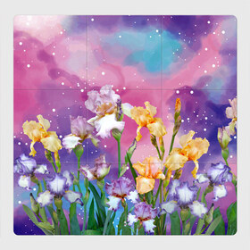 Магнитный плакат 3Х3 с принтом Сказочные Ирисы в Новосибирске, Полимерный материал с магнитным слоем | 9 деталей размером 9*9 см | Тематика изображения на принте: pink | summer | бабочки | бутоны | ветки | женщинам | звезды | ирисы | лепестки | летний | лето | листья | любовь | март | небо | облака | подарок | поляна | природа | радуга | растения | сад | тропика | цветение