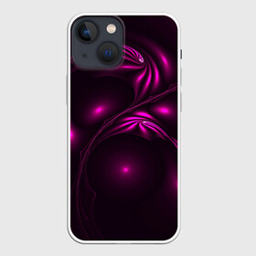 Чехол для iPhone 13 mini с принтом Lullaby Pink в Новосибирске,  |  | Тематика изображения на принте: abstract | abstraction | geometry | line | pattern | psy | абстрактный | абстракция | геометрия | краски | кубики | линии | неоновые | неоновый | психоделика | текстура