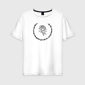 Женская футболка хлопок Oversize с принтом MXDVS ROSE в Новосибирске, 100% хлопок | свободный крой, круглый ворот, спущенный рукав, длина до линии бедер
 | 1993 | 19993 | bones | brend | kill yourself | make earth great again | max | mxdvs | mxdvs logo | mxdvs mask | mxdvs маска | rose | roses | skull | street wear | terror | бренд | кости | макс | макс рейндерс | мхдвс | роза | череп