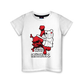Детская футболка хлопок с принтом Свинка Пигги из Roblox в Новосибирске, 100% хлопок | круглый вырез горловины, полуприлегающий силуэт, длина до линии бедер | pig | piggi | roblox | svinka | игра | пигги