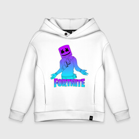 Детское худи Oversize хлопок с принтом FORTNITE x MARSHMELLO  в Новосибирске, френч-терри — 70% хлопок, 30% полиэстер. Мягкий теплый начес внутри —100% хлопок | боковые карманы, эластичные манжеты и нижняя кромка, капюшон на магнитной кнопке | deadmau5 | fortnite | fortnite 2 | fortnite x маршмелло | ikonik | marshmello | ninja | ninja streamer | raven | travis scott | ворон | иконик | ниндзя | пили | рейвен | трэвис скотт | фортнайт