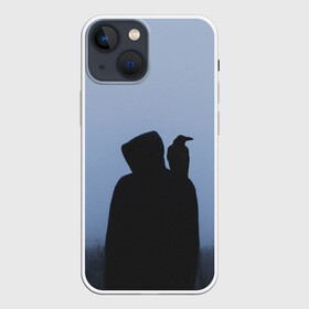 Чехол для iPhone 13 mini с принтом Силуэт ворон капюшон ночь в Новосибирске,  |  | вечер | ворон | дьявол | капюшон | монстр | мрачно | ночь | птица | путник | силуэт | символ | сумерки | хэллоуин